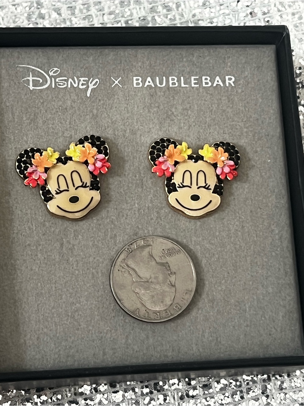 Disney x BaubleBar Minnie Mouse Floral Earrings New in Box NIB